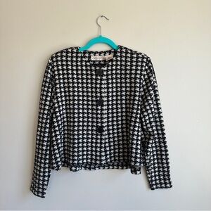Vintage Liz Claiborne Black White Houndstooth Knit Blazer M